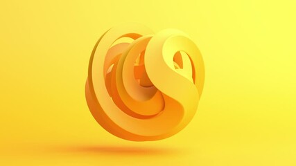 Abstract animation, yellow rotating shape, 4k seamless looping video, 3d render