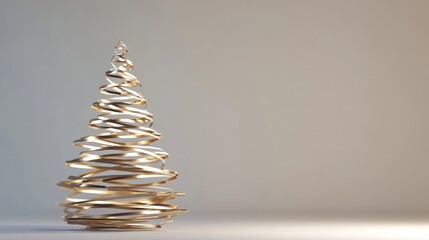 A gold tree with a spiral trunk is on a white background