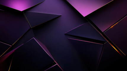 Poster - Abstract Geometric 3D Dark Purple Metallic Background with Triangles and Gradient Effects for Modern Design