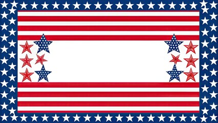 Vibrant stars and stripes of the American flag border a clean white space, perfect for patriotic designs, headers, or footers, symbolizing freedom and unity.