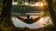 © ArtStage - A person enjoying a quiet moment in a hammock AI generated illustration