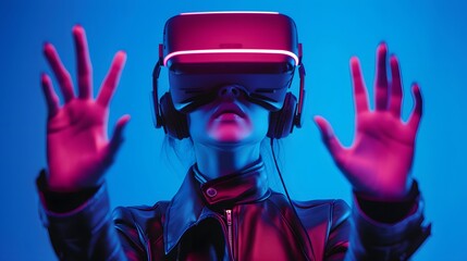 Poster - A person using virtual reality  AI generated illustration