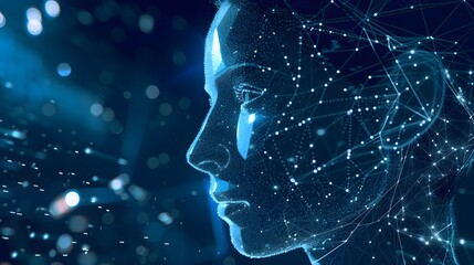 Poster - A personified artificial intelligence entity absorbing copious amounts of data indicating the machine learning process AI generated illustration