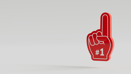 number 1 (one) fan 3d hand glove with finger raised 3d icon