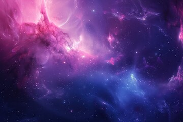 Wall Mural - Majestic Purple Pink Nebula with Stars in Deep Space