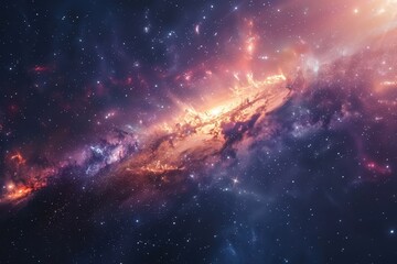 Wall Mural - Glowing Nebula and Stars in Deep Space