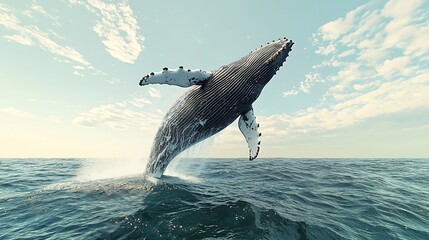 Poster - Humpback Whale Breaching in the Ocean