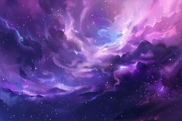 Wall Mural - Colorful and vivid space nebula with glowing stars and dust formations