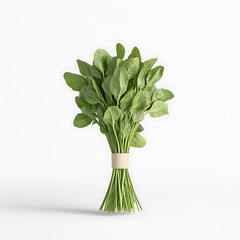 Wall Mural - Fresh Spinach Bunch Isolated on White Background