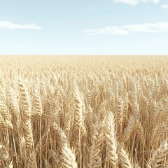 Wall Mural - Golden Wheat Field Under a Blue Sky with Clouds