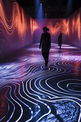 Poster - A sprawling 3D labyrinth of flowing light  AI generated illustration
