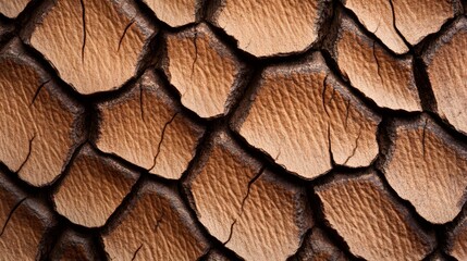 Wall Mural - Macro shot of sassafras tree bark, thick with aromatic, rough layers, emphasizing natural patterns and textures