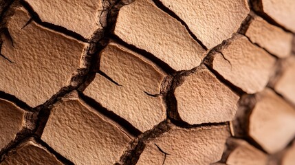 Wall Mural - Macro shot of the ash tree's fissured bark, featuring distinct diamond shapes and a rough, tactile texture, earthy tones emphasized