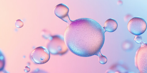 3d collagen Molecule in a Pastel color Background. Creative abstract backdrop for cosmetic treatments and products