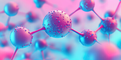 3d collagen Molecule in a Pastel color Background. Creative abstract backdrop for cosmetic treatments and products