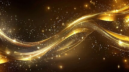 Aufkleber - Golden Abstract Background Sparkling Waves and Shimmering Effects Perfect for Christmas Celebrations