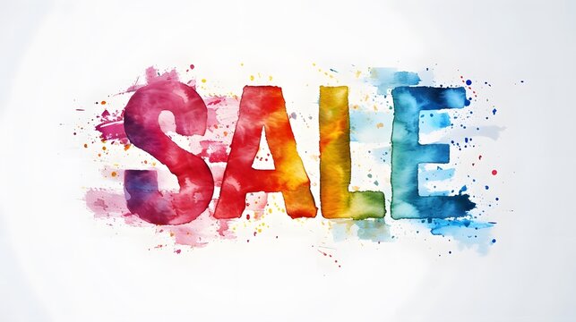 A watercolor design of the word SALE  AI generated illustration