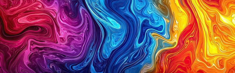 Poster - Vibrant Swirls of Colorful Marble Create an Abstract Background With Dynamic Stripes in Various Hues