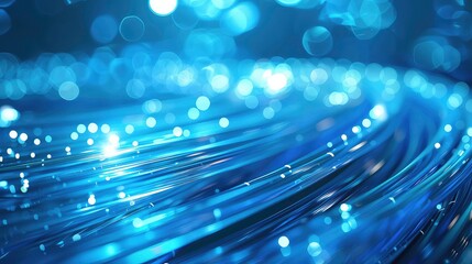 Wall Mural - Abstract blue background with blurred bokeh lights.