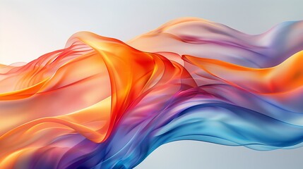 Poster - Colorful Flowing Waves of Silk Fabric in Vibrant Orange and Blue Hues