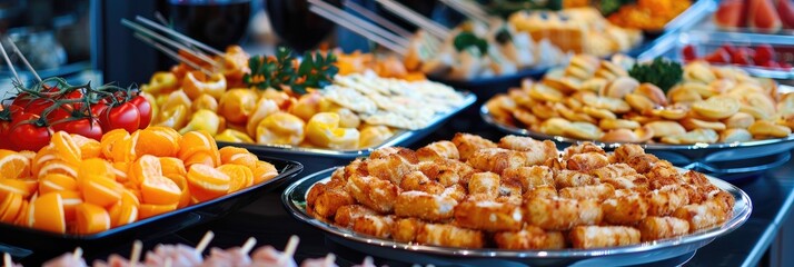 Poster - Catering service showcasing a variety of delicious snacks and appetizers.