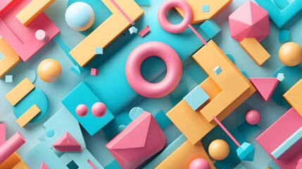 Poster - An abstract 3D style  illustration featuring geometric shapes  AI generated illustration