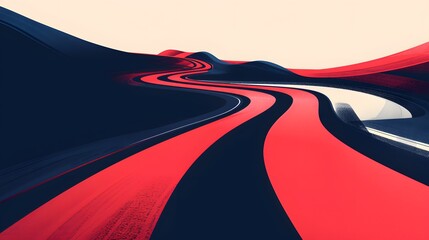 Poster - An abstract representation of a racing track with minimalist style AI generated illustration