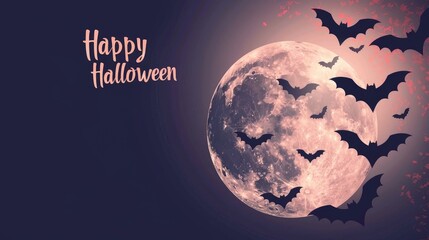 Spooky celebration: happy halloween text with blank banner area, ideal for adding personalized festive greetings, featuring haunting designs, eerie elements to enhance halloween spirit and fun