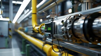 Poster - Complex network of pipes with a digital control panel monitoring and regulating the flow of liquids or gases in an industrial setting