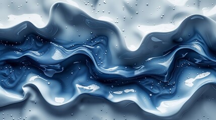Poster - Flowing Patterns of Blue and White Liquid Creating a Textured Surface in Natural Light