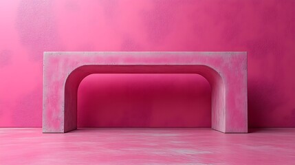 Canvas Print - Minimalist pink concrete archway against pink wall.