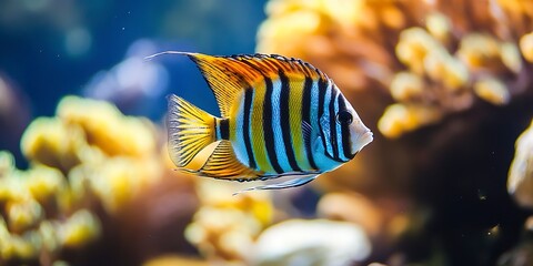 Canvas Print - Striped fish in the fish tank or aquarium