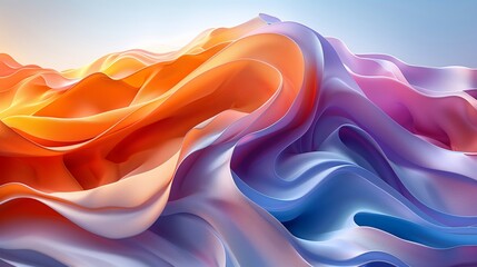 Poster - vibrant waves of colorful fabric flowing gracefully against a calming sky