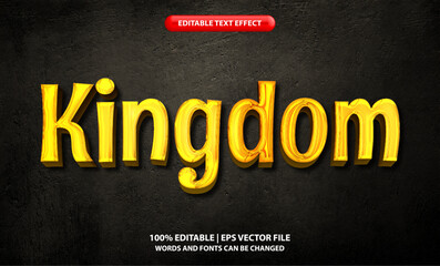 Wall Mural - Kingdom editable text effect template, shiny gold futuristic typeface, premium vector	