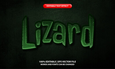 Wall Mural - Lizard text, editable text effect template. Monster green movie title style effect, premium vector	