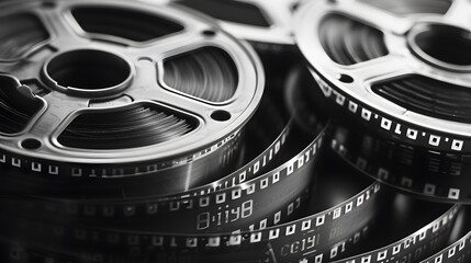 Wall Mural - Black and White Film Reel Depicting a Sale AI generated illustration