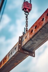 Wall Mural - Cinematic close-up of a crane placing the last beam AI generated illustration