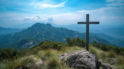 Wall Mural - Mountain Crossing under Clear Blue Skies