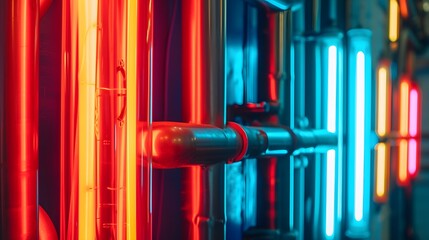 Close up view of neon sign tubes emphasizing the gas-filled detail AI generated illustration