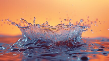 Poster - water splash creating ripples at sunset over calm ocean water