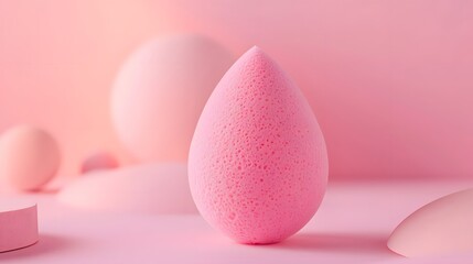 Wall Mural - Close-up of a makeup sponge in a minimalistic environment AI generated illustration