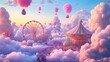 © SuperStockGallery - Fantasy Amusement Park in the Clouds - Surreal Artwork.