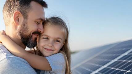 Poster - A man and a little girl are hugging each other