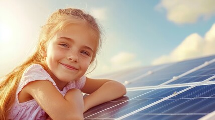 Canvas Print - A young girl is smiling and looking at the camera