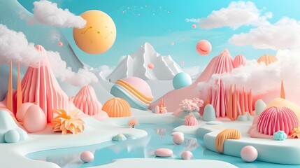 Poster - Create a dreamlike surreal environment using 3D  illustration  AI generated illustration