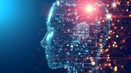 Poster - Creative illustration demonstrating AI capability in big data analysis  AI generated illustration