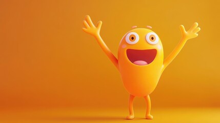 Wall Mural - Happy 3D Character Stretching Arms in Joy