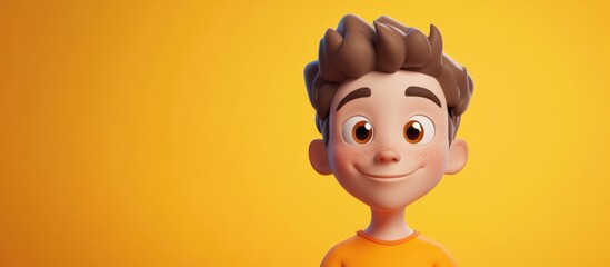 Wall Mural - Stylish 3D cartoon boy in a t shirt Studio scene with bright background