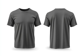 Blank Short sleeve t shirt mockup, grey T-shirts front and back view, used as design template isolated on white background .generative ai