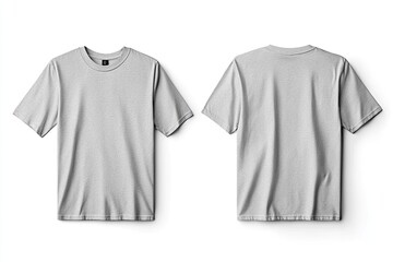 Blank Short sleeve t shirt mockup, grey T-shirts front and back view, used as design template isolated on white background .generative ai